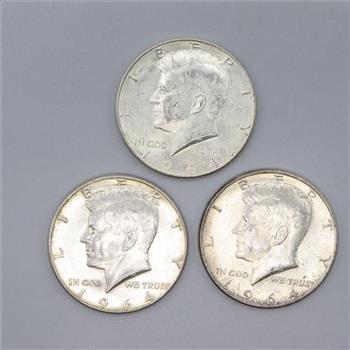 3 US Kennedy Silver Half Dollars