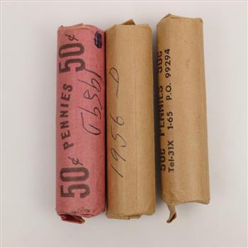 3 US Penny Rolls ; 1+ Lbs.