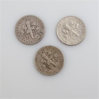 3 US Roosevelt Silver Dimes