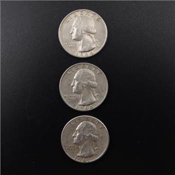 3 Washington Silver Quarters
