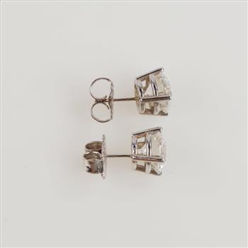 3.01cts TW Diamond 10kt White Gold Stud Earrings-Evaluated By Our Certified Gemologist-AGS/GIA