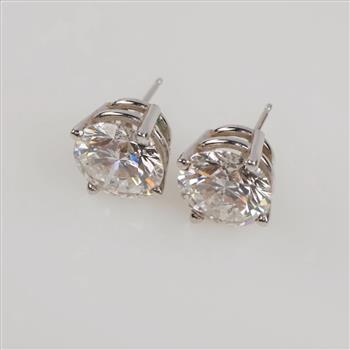 3.01cts TW Diamond 10kt White Gold Stud Earrings-Evaluated By Our Certified Gemologist-AGS/GIA