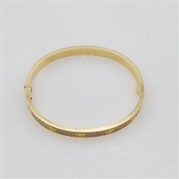 3.06cts TW Diamond 18kt Gold Bangle Bracelet-Evaluated By Our Certified Gemologist-AGS/GIA