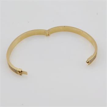 3.06cts TW Diamond 18kt Gold Bangle Bracelet-Evaluated By Our Certified Gemologist-AGS/GIA