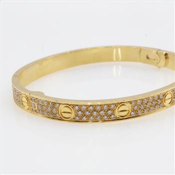 3.06cts TW Diamond 18kt Gold Bangle Bracelet-Evaluated By Our Certified Gemologist-AGS/GIA