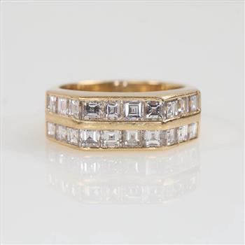 3.0cts TW Diamond 18kt Gold 2-Row Wedding Band-Evaluated By Our Certified Gemologist-AGS/GIA