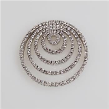3.10ctTW Diamond 14kt White Gold 5 Ring Circle Pendant- Evaluated By Certified Gemologist-AGS/GIA