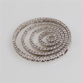 3.10ctTW Diamond 14kt White Gold 5 Ring Circle Pendant- Evaluated By Certified Gemologist-AGS/GIA