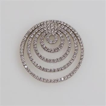 3.10ctTW Diamond 14kt White Gold 5 Ring Circle Pendant- Evaluated By Certified Gemologist-AGS/GIA