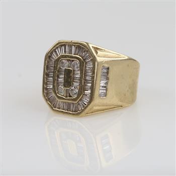 3.14cts TW Diamond 10kt Gold Signet Ring-Evaluated By Our Certified Gemologist - AGS / GIA