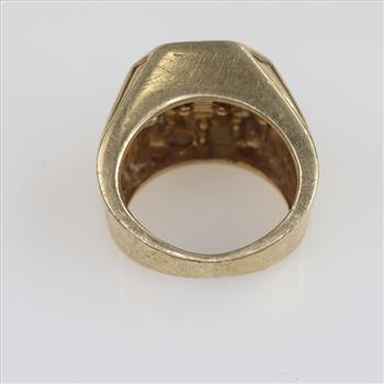 3.14cts TW Diamond 10kt Gold Signet Ring-Evaluated By Our Certified Gemologist - AGS / GIA