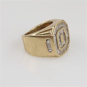 3.14cts TW Diamond 10kt Gold Signet Ring-Evaluated By Our Certified Gemologist - AGS / GIA