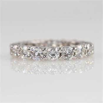 3.24cts TW Diamond Platinum Eternity Wedding Band-Evaluated By Our Certified Gemologist-AGS/GIA