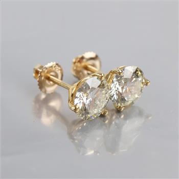 3.30cts TW Diamond 14kt Gold Martini Stud Earrings-Evaluated By Our Certified Gemologist-AGS/GIA