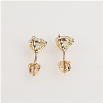 3.30cts TW Diamond 14kt Gold Martini Stud Earrings-Evaluated By Our Certified Gemologist-AGS/GIA