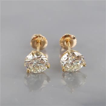 3.30cts TW Diamond 14kt Gold Martini Stud Earrings-Evaluated By Our Certified Gemologist-AGS/GIA