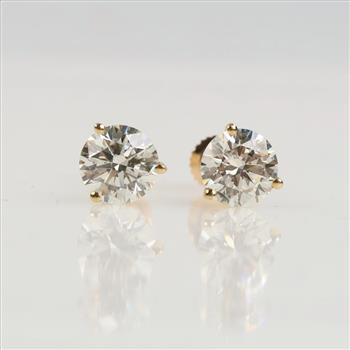 3.30cts TW Diamond 14kt Gold Martini Stud Earrings-Evaluated By Our Certified Gemologist-AGS/GIA