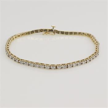 3.30cts TW Diamond 14kt Gold Tennis Bracelet-Evaluated By Our Certified ...