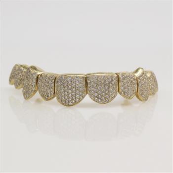 3.36cts TW Diamond 10kt Gold Dental Grill-Evaluated By Our Certified Gemologist-AGS/GIA