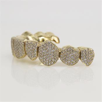 3.36cts TW Diamond 10kt Gold Dental Grill-Evaluated By Our Certified Gemologist-AGS/GIA