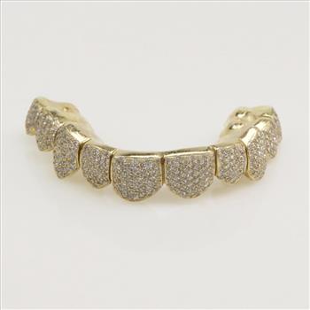 3.36cts TW Diamond 10kt Gold Dental Grill-Evaluated By Our Certified Gemologist-AGS/GIA