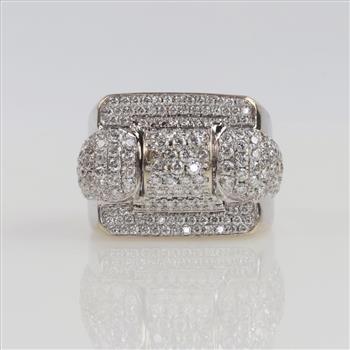 3.37cts TW Diamond Signet Ring - Evaluated By Our Certified Gemologist-AGS/GIA