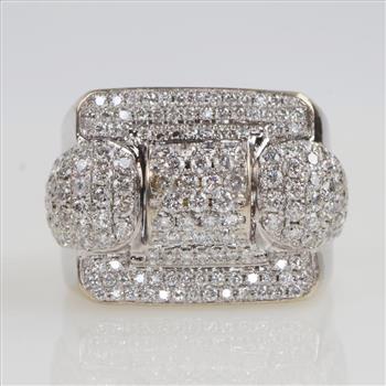 3.37cts TW Diamond Signet Ring - Evaluated By Our Certified Gemologist-AGS/GIA
