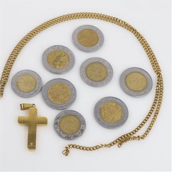 34 Mexican Pesos With Fashion Necklace, 10 Pieces