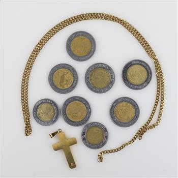 34 Mexican Pesos With Fashion Necklace, 10 Pieces