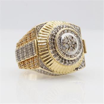 3.53cts TW Diamond 14kt Gold Two-tone Rolex Ring-Evaluated By Our Certified Gemologist-AGS/GIA
