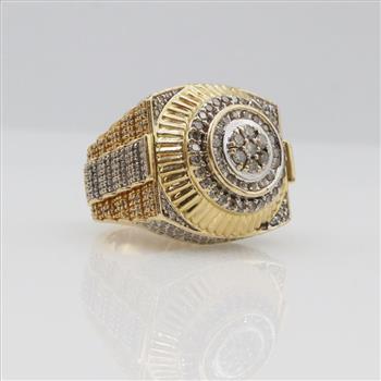 3.53cts TW Diamond 14kt Gold Two-tone Rolex Ring-Evaluated By Our Certified Gemologist-AGS/GIA