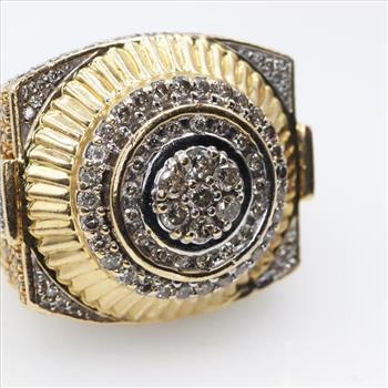 3.53cts TW Diamond 14kt Gold Two-tone Rolex Ring-Evaluated By Our Certified Gemologist-AGS/GIA