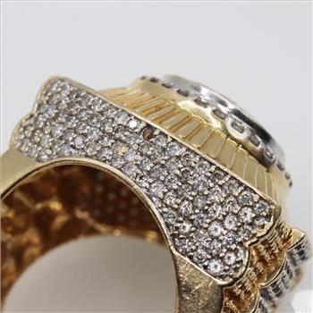 3.53cts TW Diamond 14kt Gold Two-tone Rolex Ring-Evaluated By Our Certified Gemologist-AGS/GIA