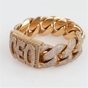 35.46ctTW Diamond 14kt Gold Curb Link 