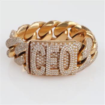 35.46ctTW Diamond 14kt Gold Curb Link 