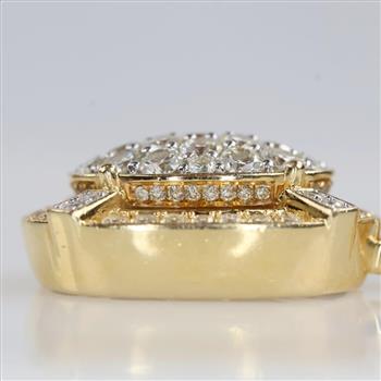 3.56cts TW Diamond 14kt Gold Oval Pendant -Evaluated By Our Certified Gemologist-AGS/GIA