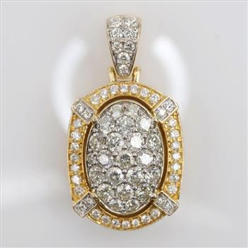 3.56cts TW Diamond 14kt Gold Oval Pendant -Evaluated By Our Certified Gemologist-AGS/GIA