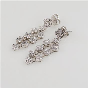 3.60ctTW Diamond 18kt White Gold Flower Motif Earrings-Evaluated By Our Certified Gemologist-AGS/GIA