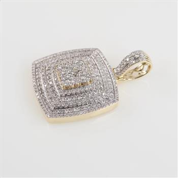 3.68ctTW Diamond 14kt Gold Two-tone Square Pendant-Evaluated By Our Certified Gemologist-AGS/GIA