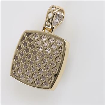 3.68ctTW Diamond 14kt Gold Two-tone Square Pendant-Evaluated By Our Certified Gemologist-AGS/GIA