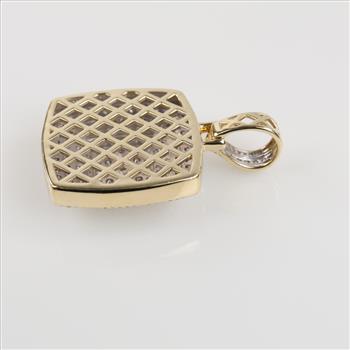 3.68ctTW Diamond 14kt Gold Two-tone Square Pendant-Evaluated By Our Certified Gemologist-AGS/GIA