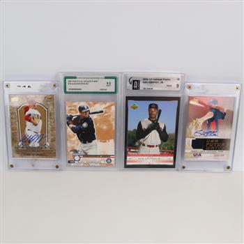 4 Baseball Trading Cards In Slabs - Graded  Alex Rodriguez Ken Griffey Jr