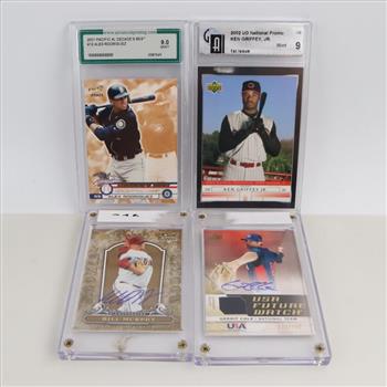 4 Baseball Trading Cards In Slabs - Graded  Alex Rodriguez Ken Griffey Jr