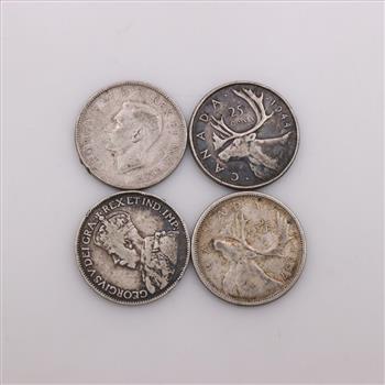 4 Canadian Silver Quarters
