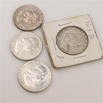 4 Franklin Silver Half Dollars