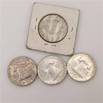 4 Franklin Silver Half Dollars