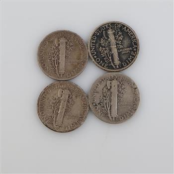 4 Mercury Silver Dimes