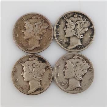 4 Mercury Silver Dimes