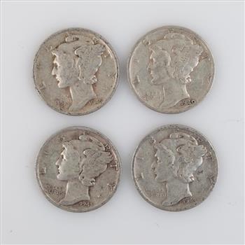 4 Mercury Silver Dimes