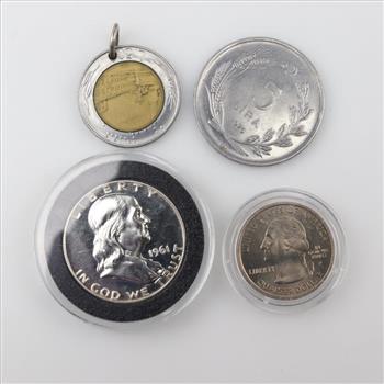 4 US And Foreign Coins, Includes 1 Silver Coin
